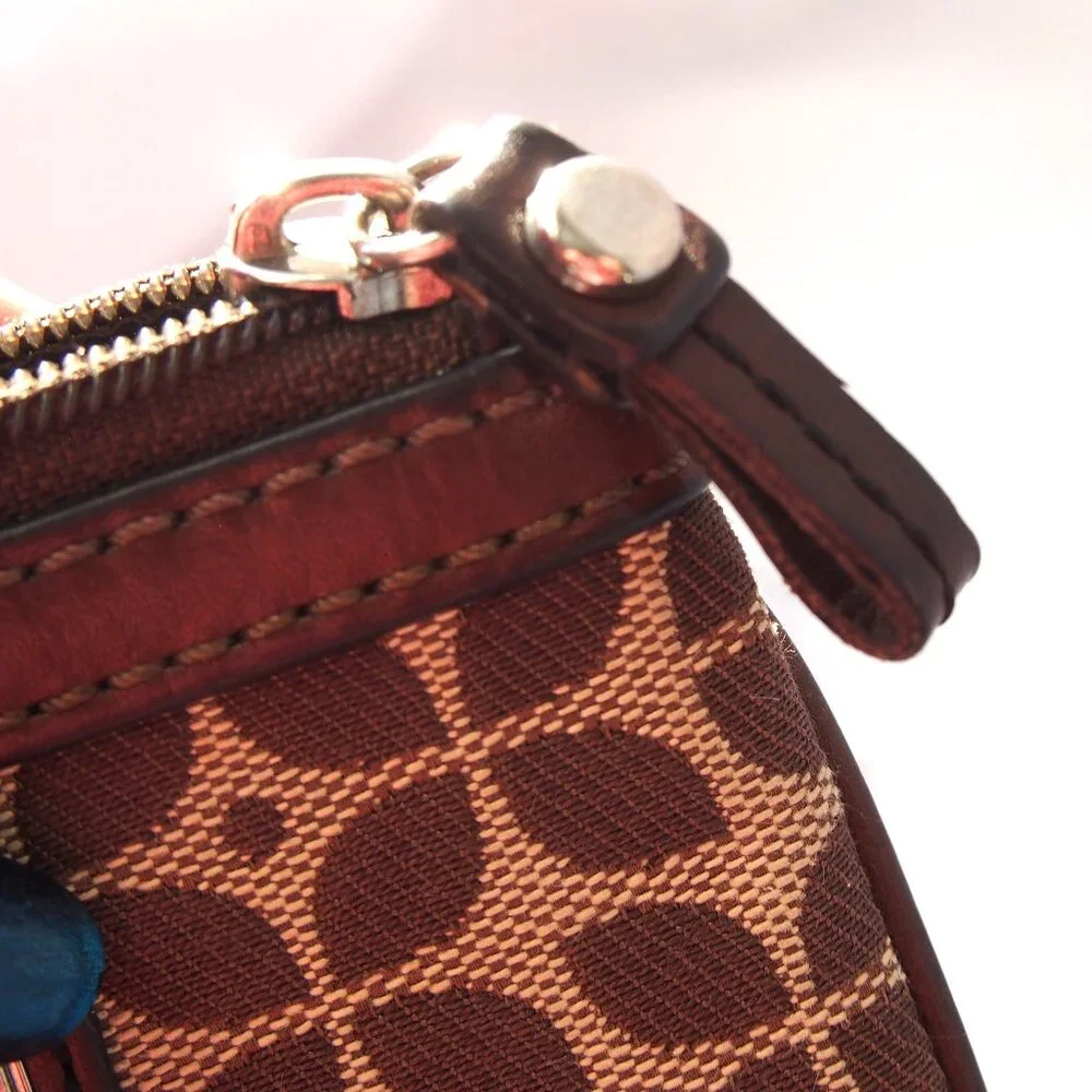 Fossil Signature Brown Zip Cardholder/Keychain, Y2k